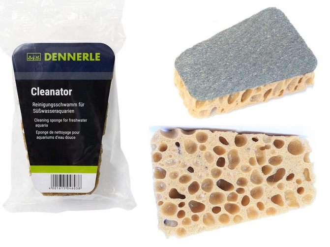 DENNERLE CLEANATOR SPONGE. DOUBLE-SIDED AQUARIUM GLASS CLEANER.